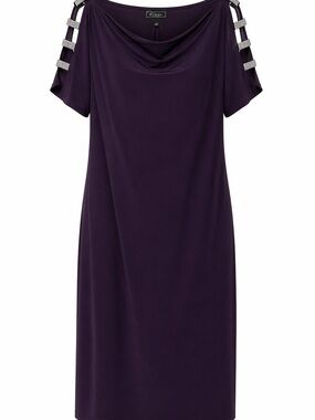 Plum Cold-Shoulder Cowl Neck Dress